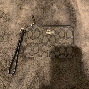 Coach Gray and Black Signature Wristlet
